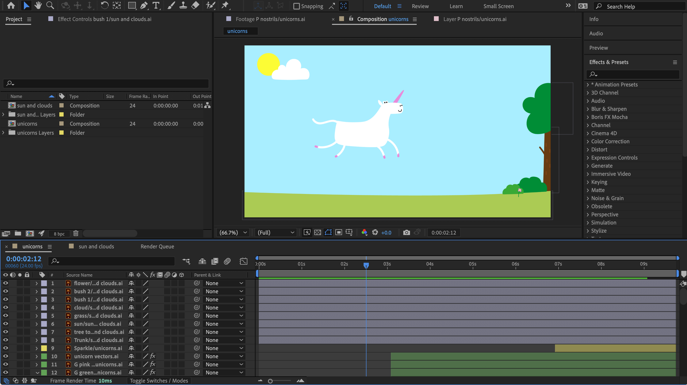 a screenshot of After Effects with a project open