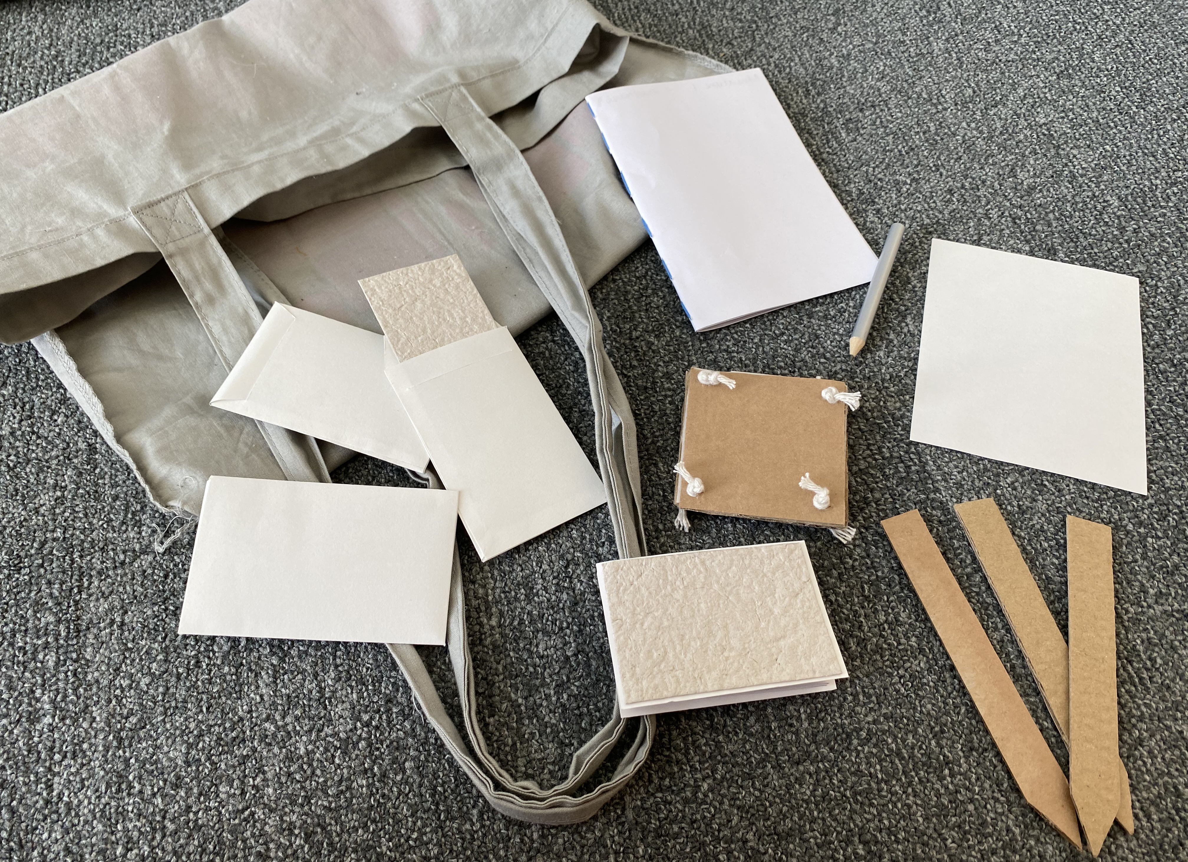 cardboard prototype of toolkit contents