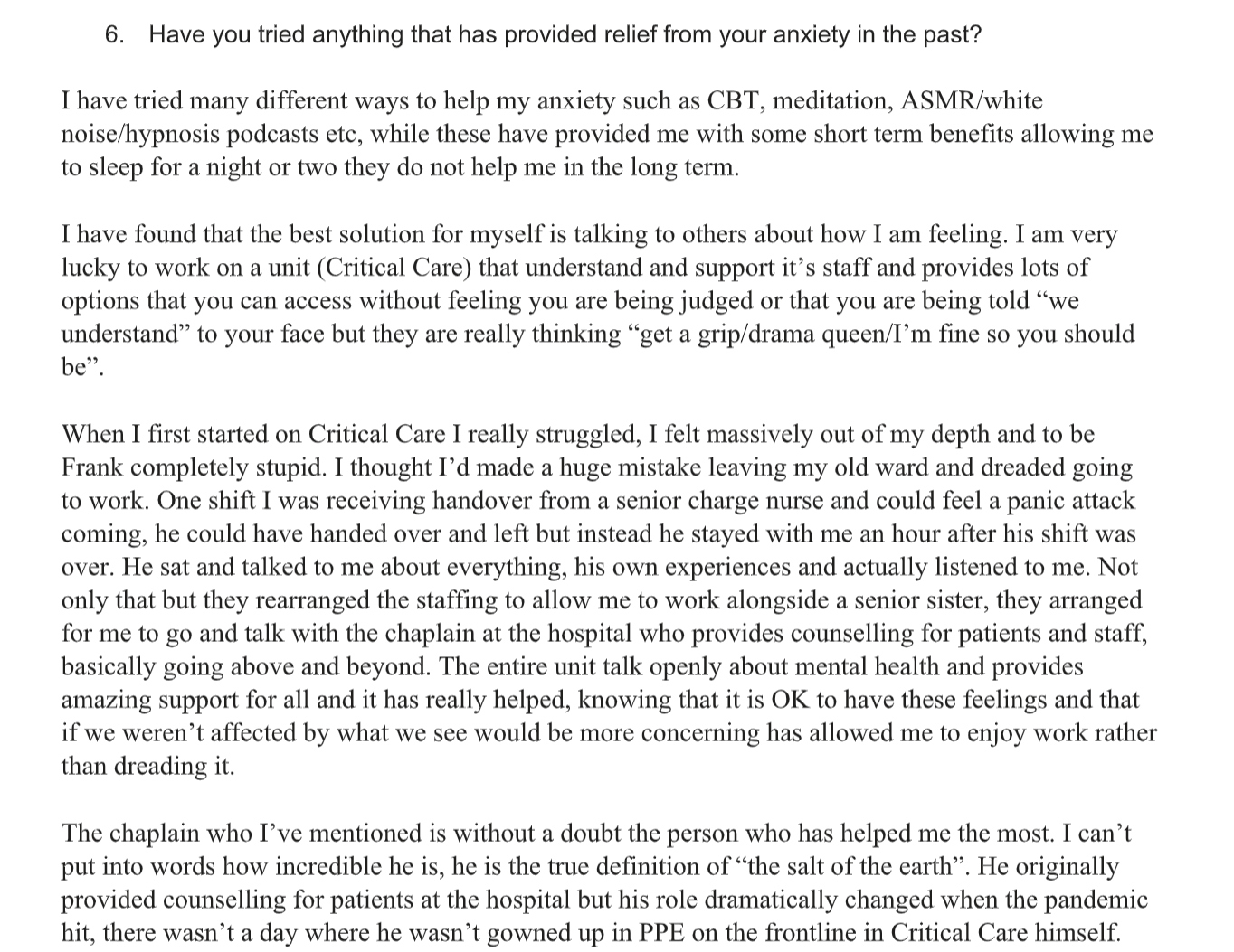 a transcript of an interview with a nurse