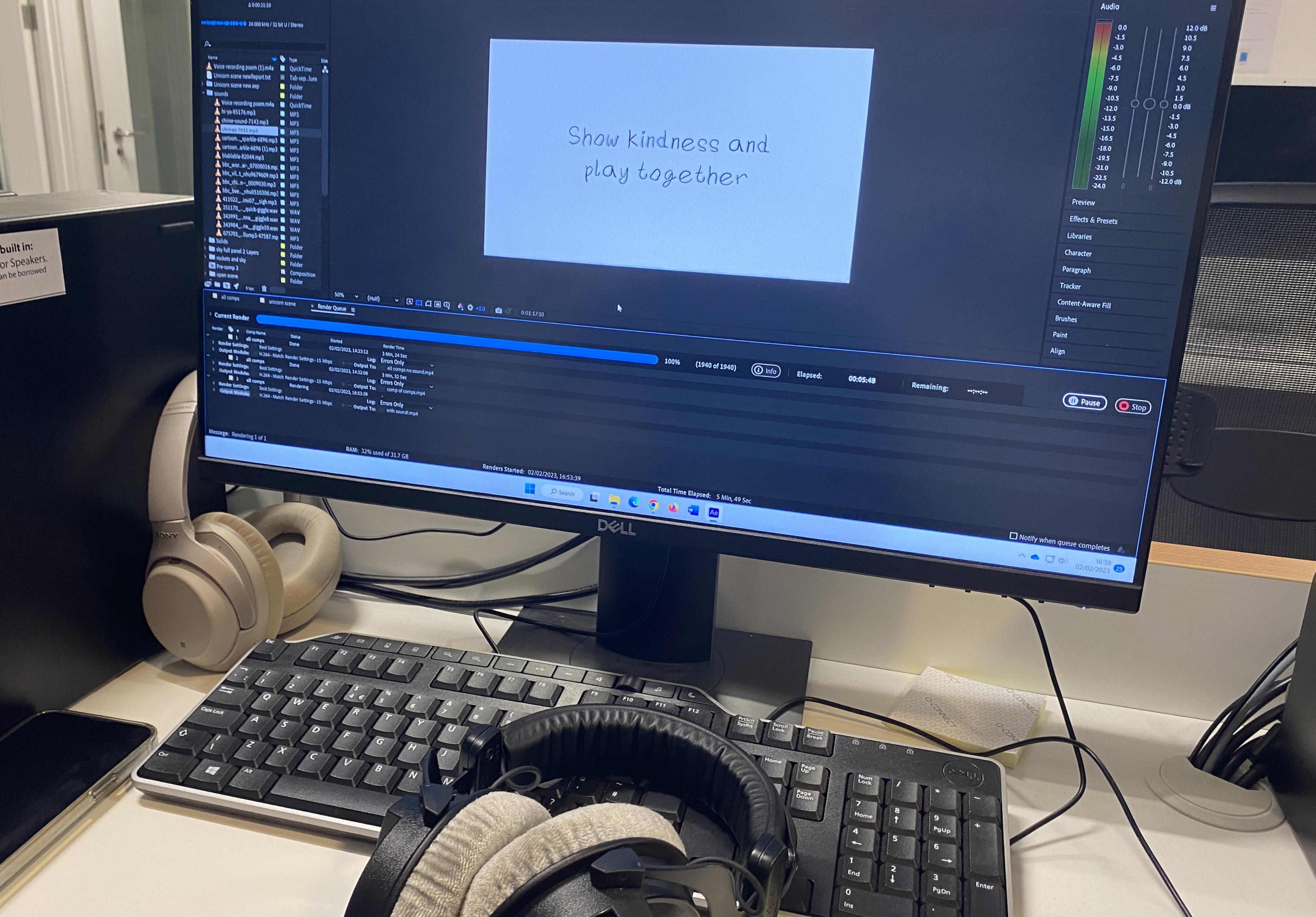 a photograph of editing sound on After Effects