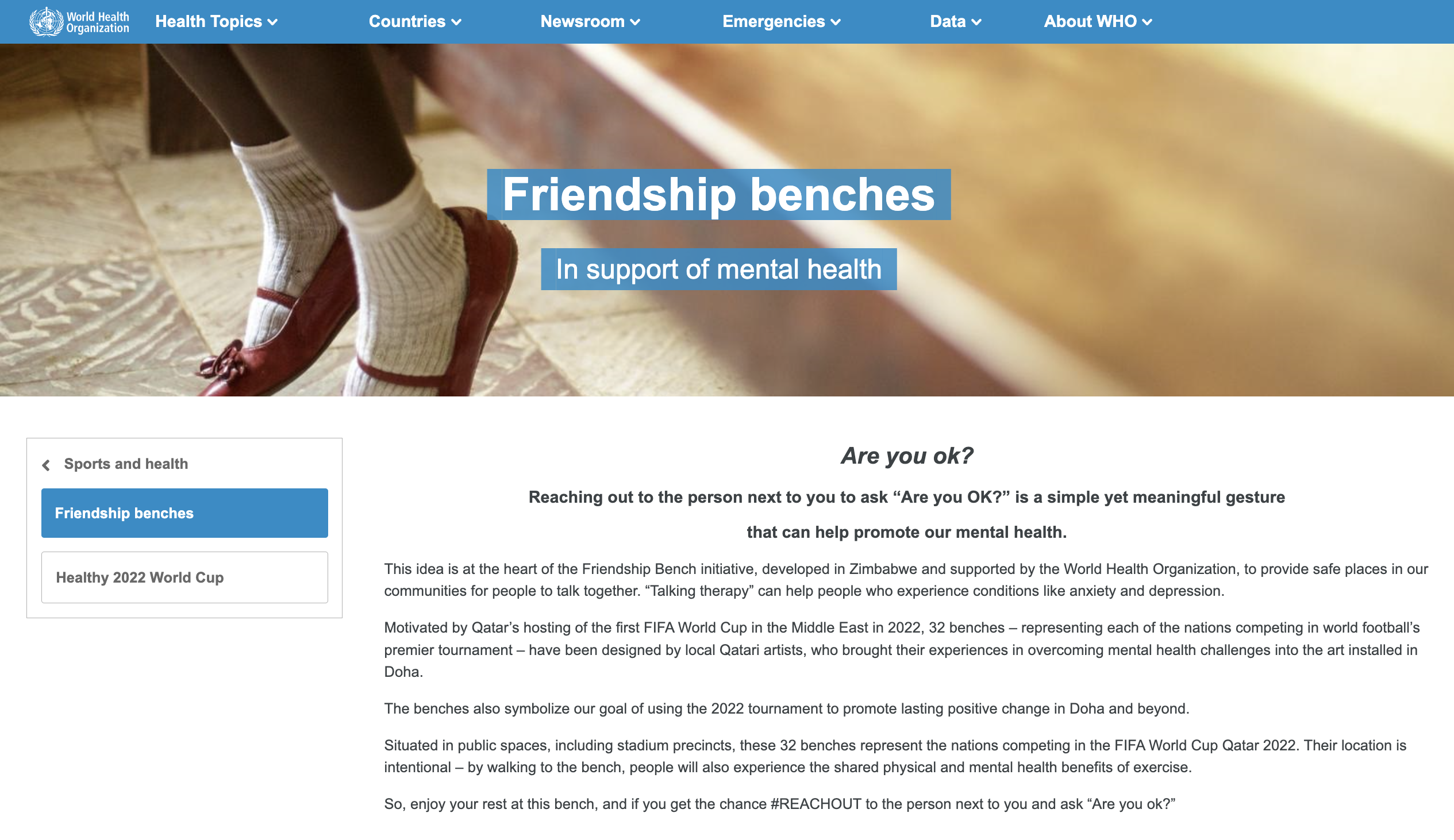 article from the WHO on the friendship bench